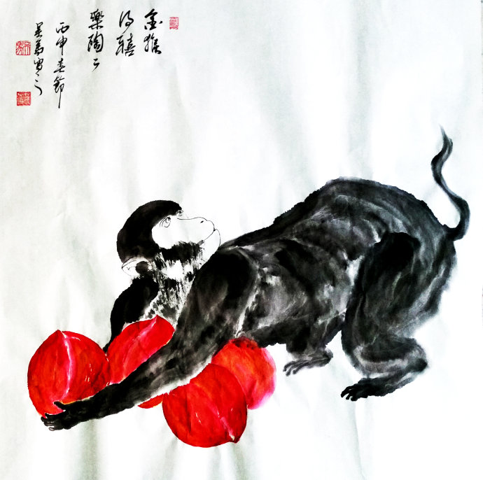 金猴得禧乐陶陶（69X69） 吴马作品
