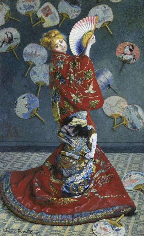 克劳德?莫奈，《莫奈夫人妆成日本女子》，1876年作，波士顿美术馆收藏。